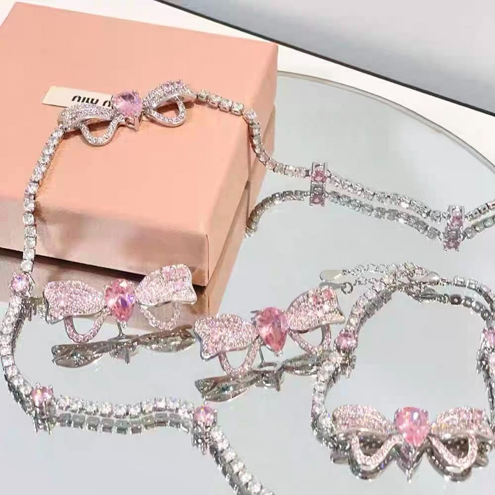 Fairytale Bow Necklace Bracelet Ring & Earrings Set