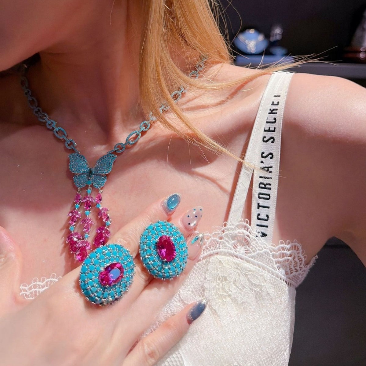 Art Nouveau Era Butterfly Tassel Statement Jewelry