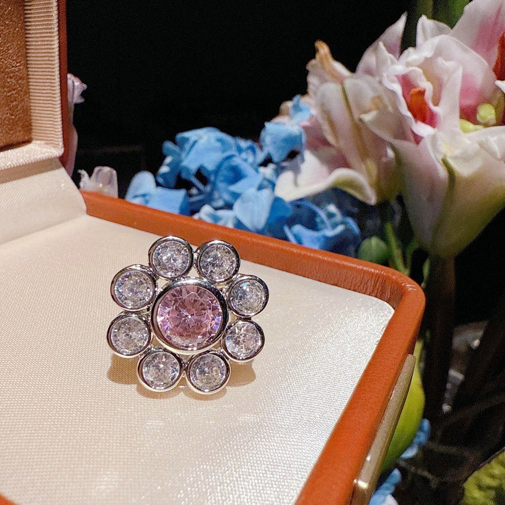 Pink Floral Sunburst Jewelry Set| 18K Gold-Plated