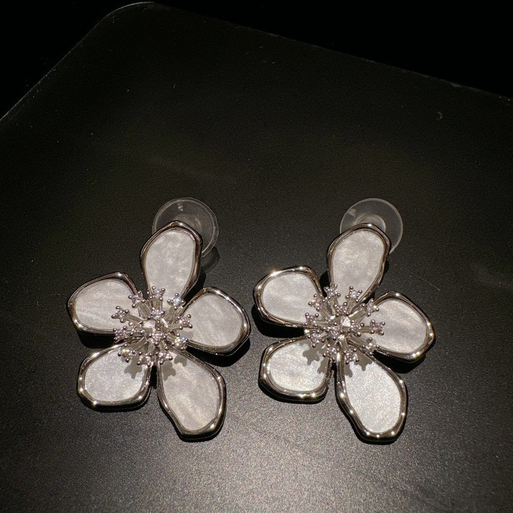 Luminous Mother-of-Pearl Flower & Butterfly Dangle Earrings