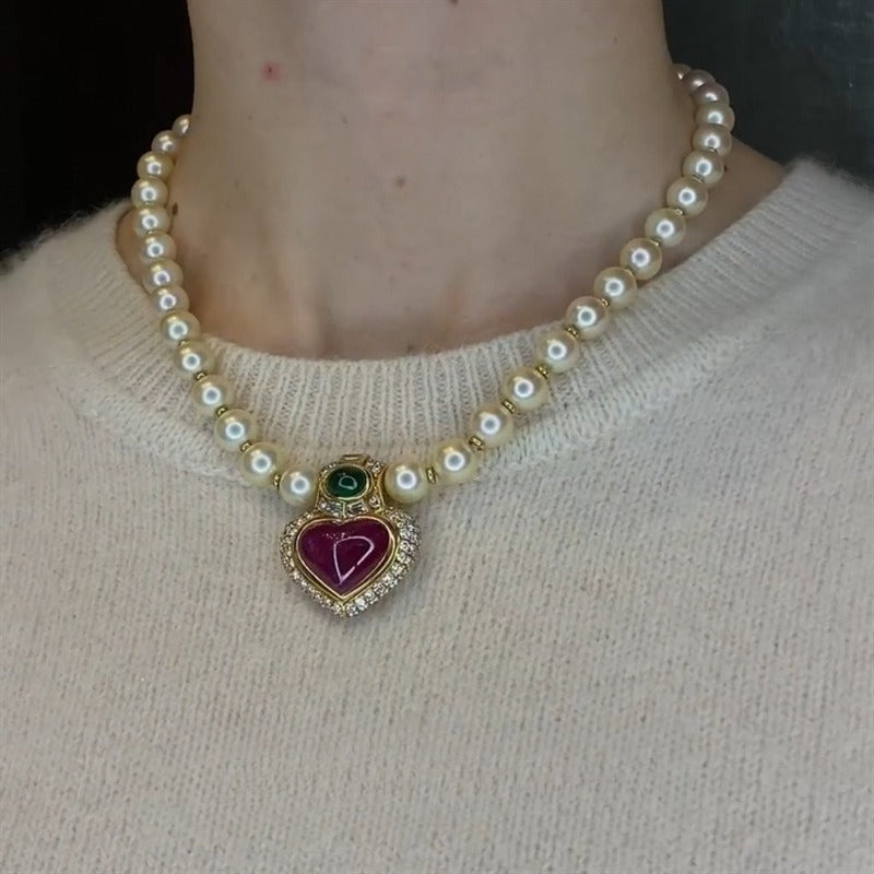 Byzantine Heart Pendant Striped Earrings Suite