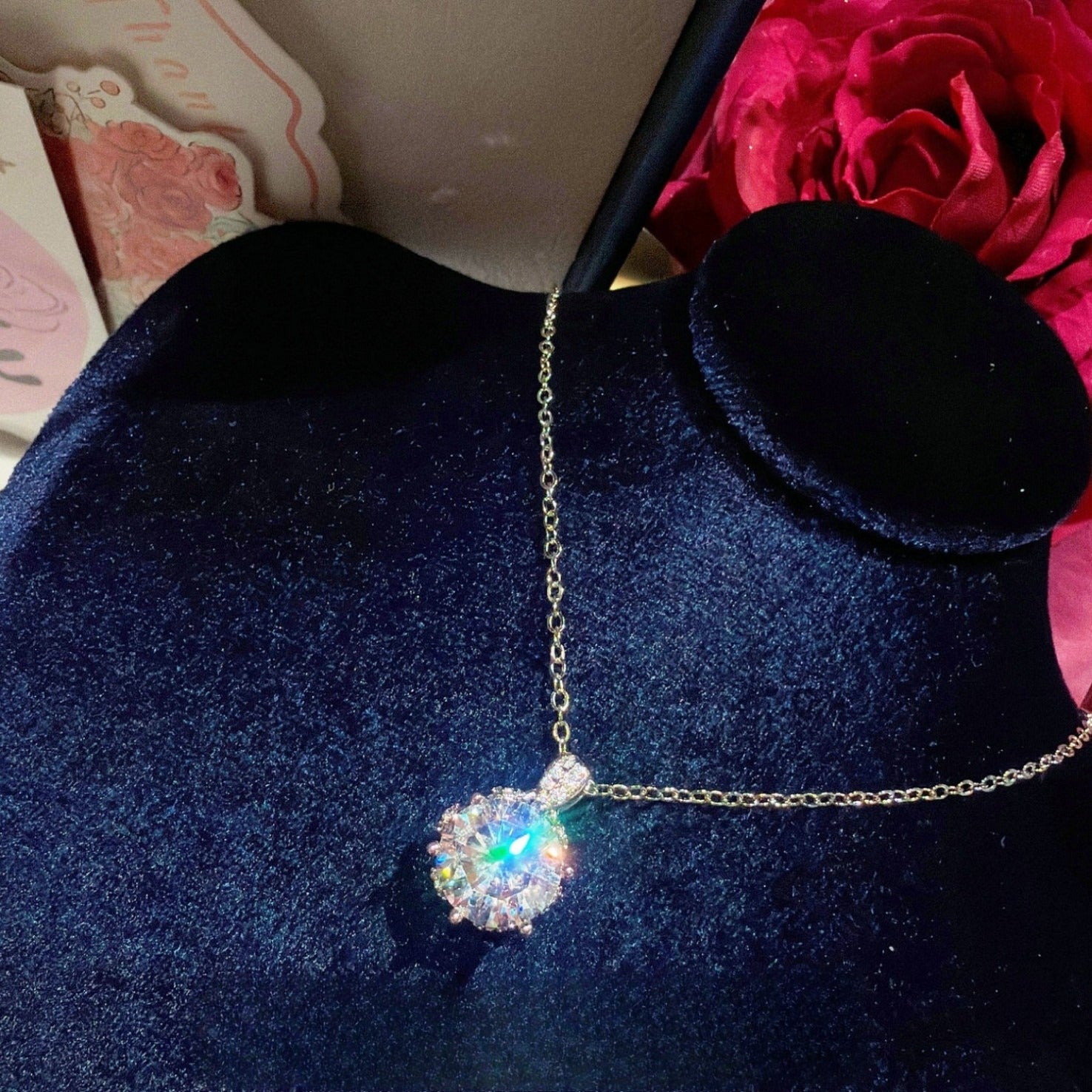 Bridal Bouquet Pendant Set|Premium CZ Necklace Earrings Ring
