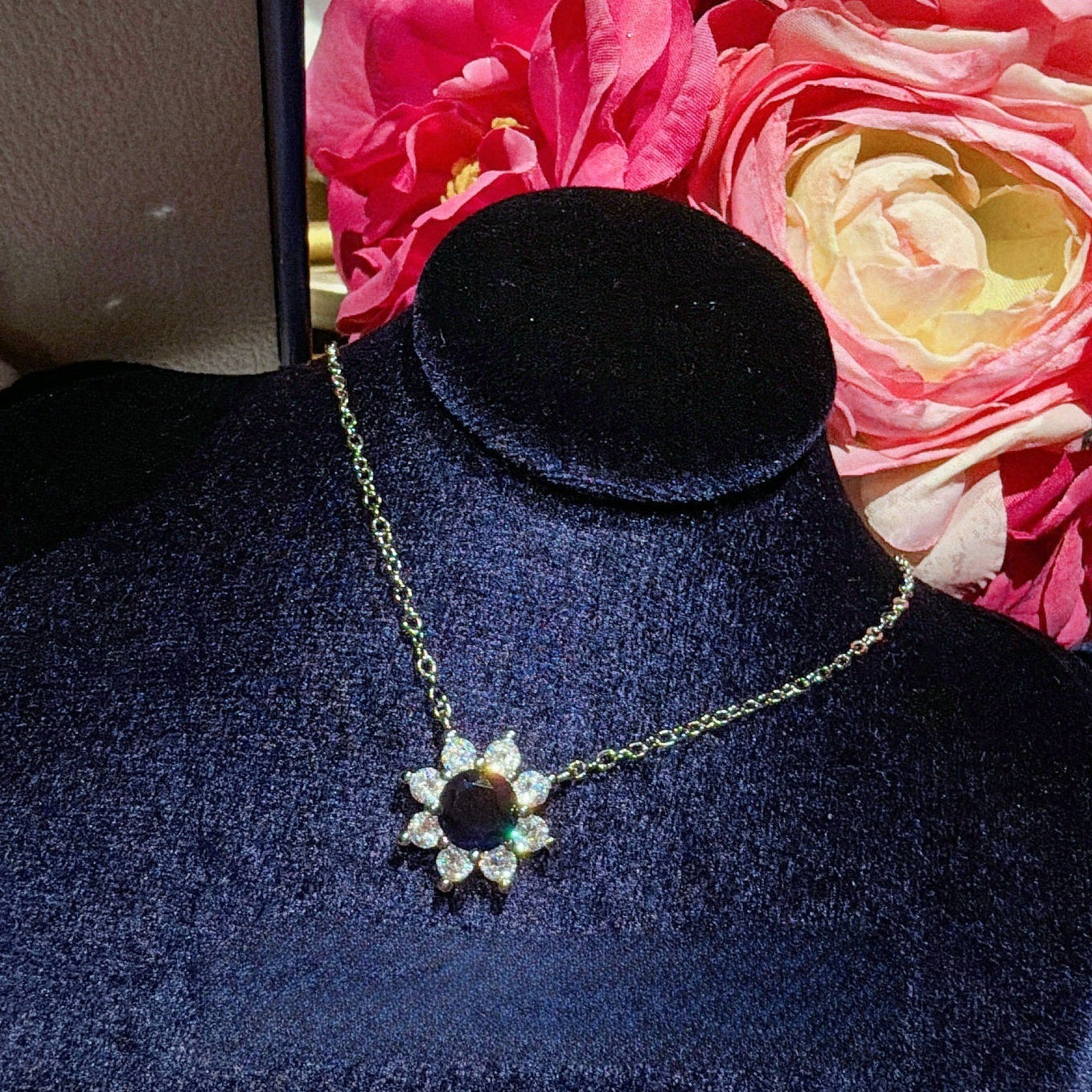 Opulent Sunflower Sapphire Blue Jewelry Set