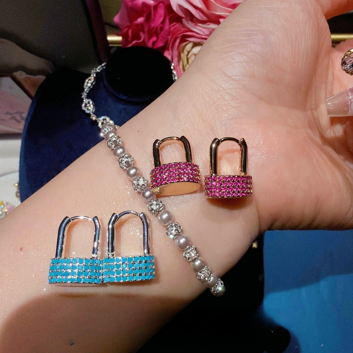 The Glaze Lock Essentials|Neon Pavé Multi-Color Modern Earrings Collection