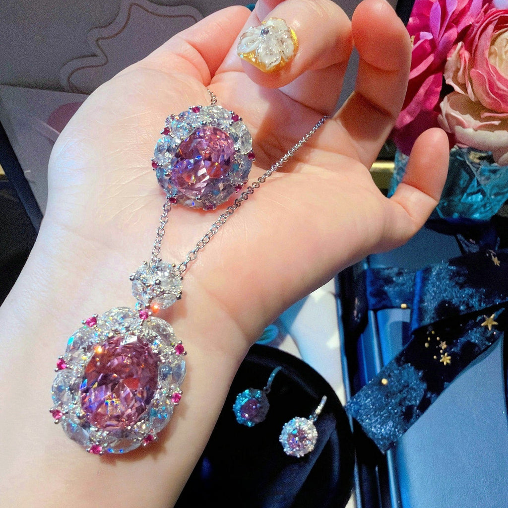 Cherry Blossom Pink Oval Radiance Jewelry Set