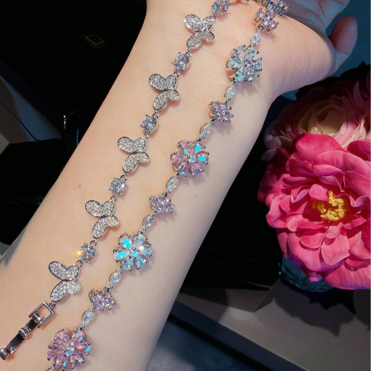 Enchanted Fairy Garden Bracelet|Blossom & Butterfly Charms