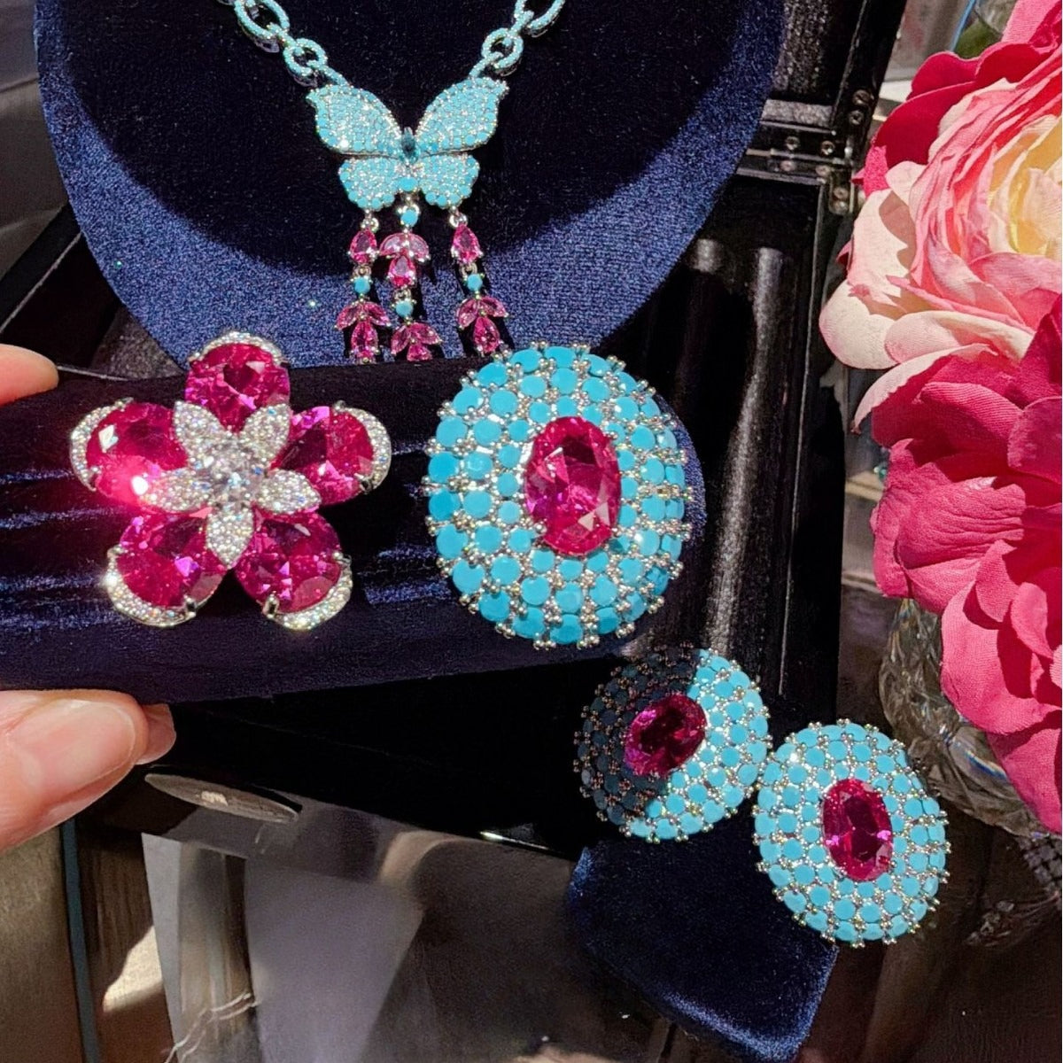 Art Nouveau Era Butterfly Tassel Statement Jewelry