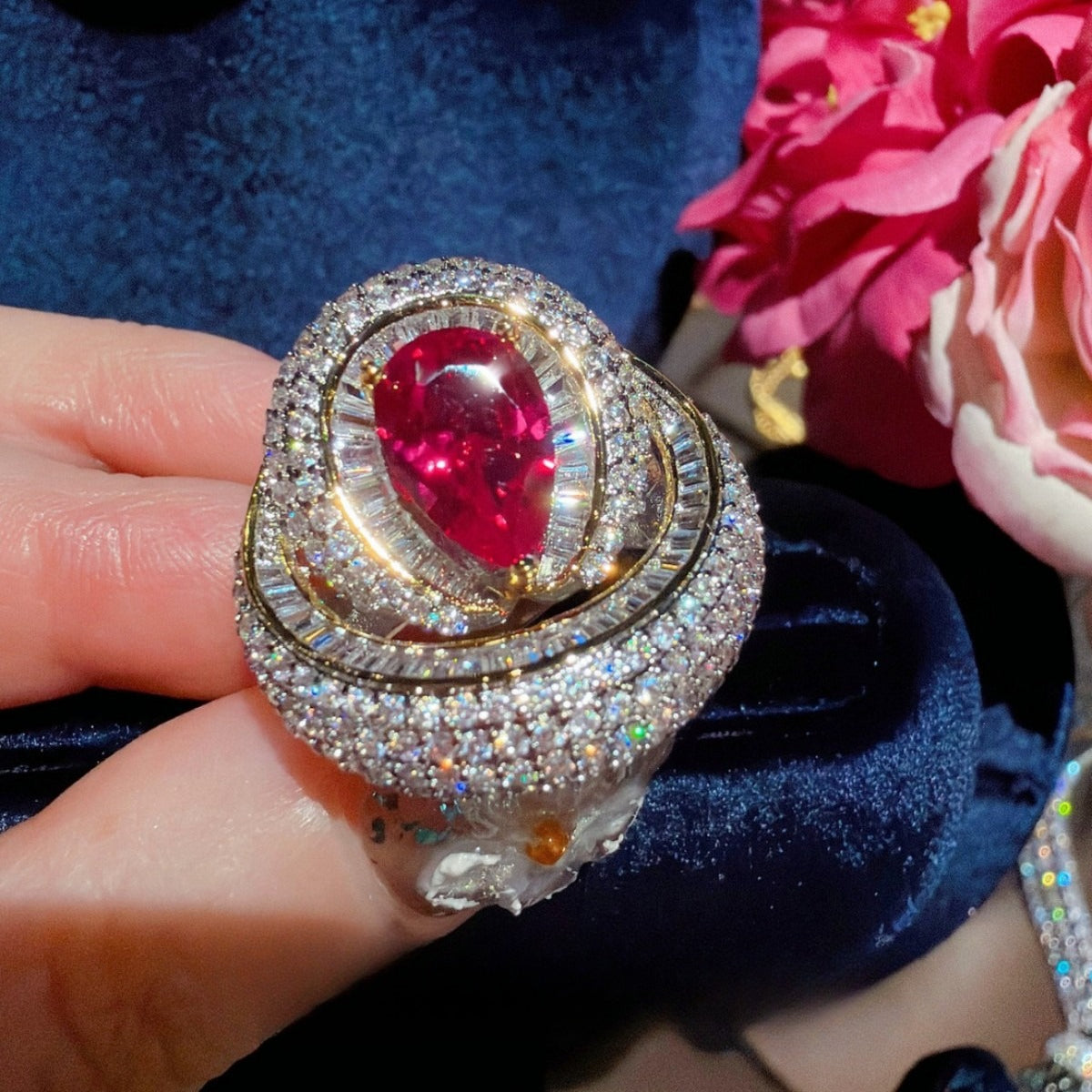 Josephine Scarlet Teardrop Ring