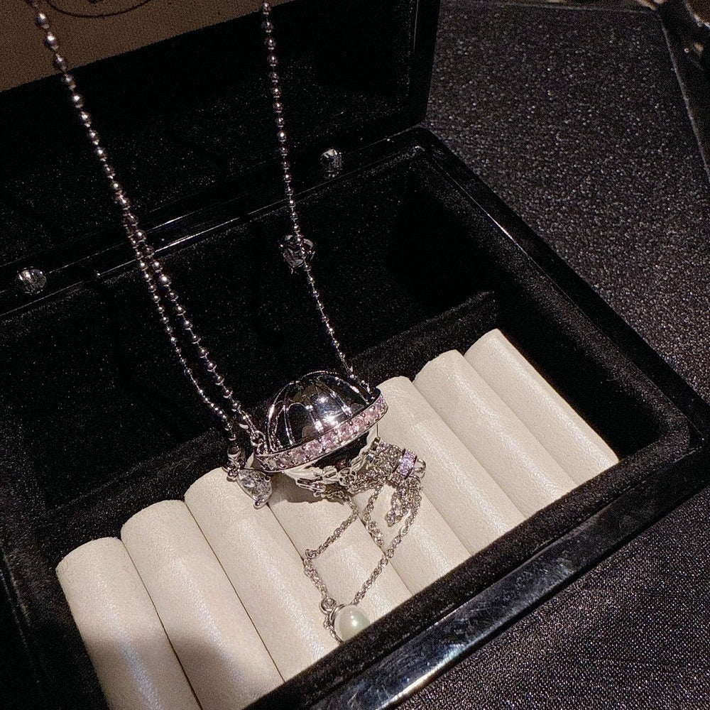 Romantic Italian Hot Air Balloon Heart Necklace Earrings Set