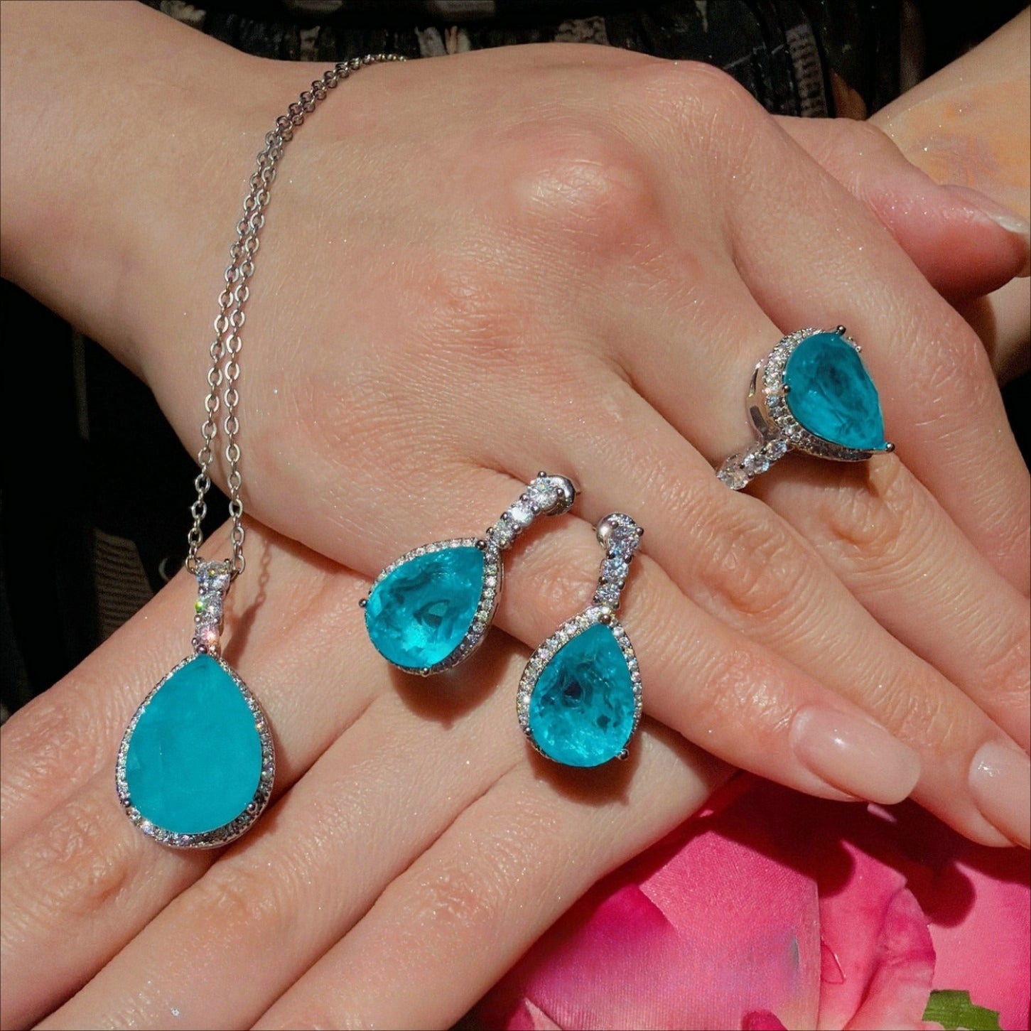 The Paraíba Teardrop Royalty Jewelry Set