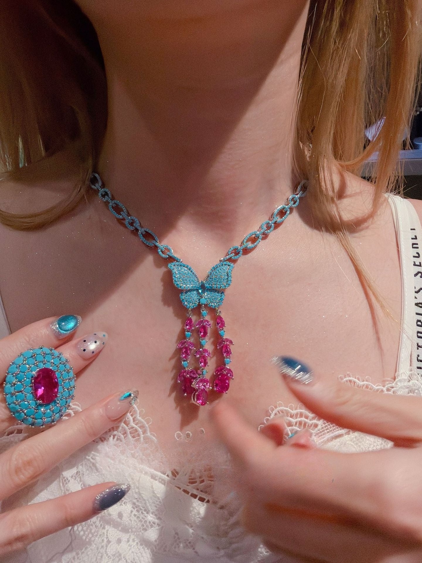 Art Nouveau Era Butterfly Tassel Statement Jewelry
