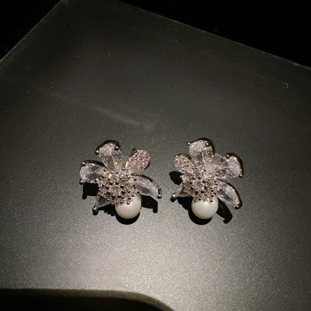 Luminous Mother-of-Pearl Flower & Butterfly Dangle Earrings