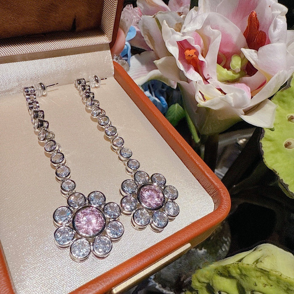 Pink Floral Sunburst Jewelry Set| 18K Gold-Plated