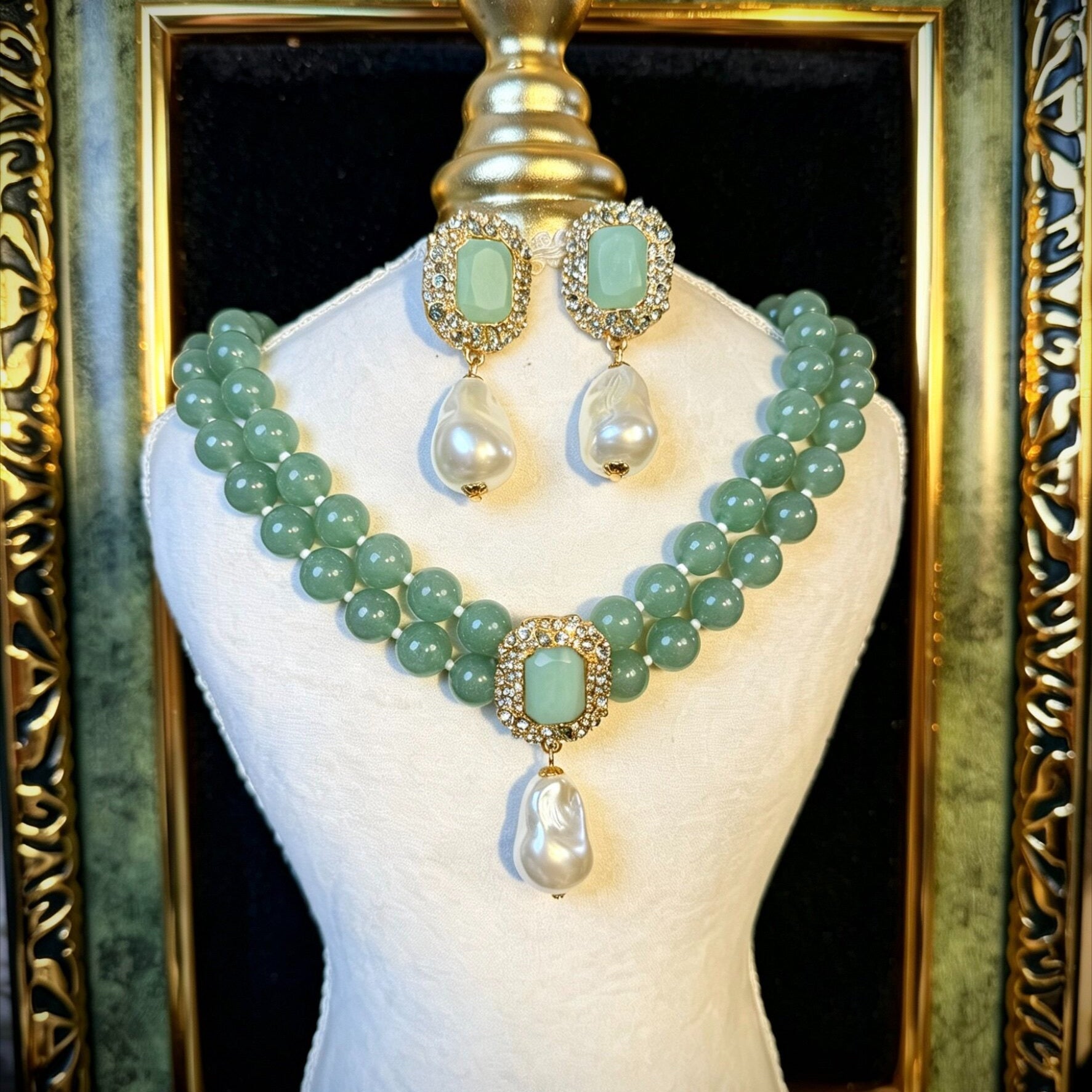 Mediterranean Sea Teal Natural Stone Necklace