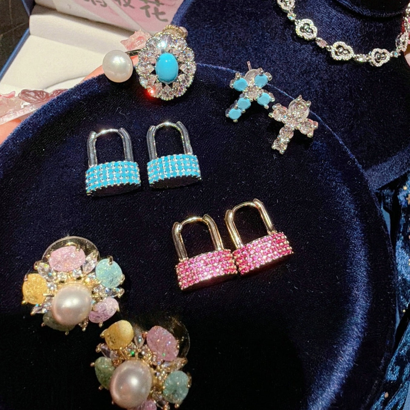 The Glaze Lock Essentials|Neon Pavé Multi-Color Modern Earrings Collection
