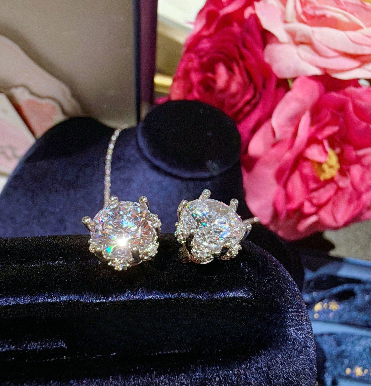 Bridal Bouquet Pendant Set|Premium CZ Necklace Earrings Ring