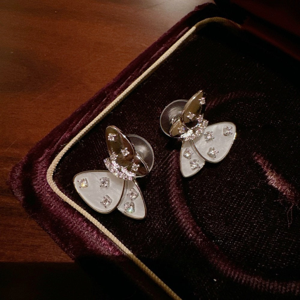 Luminous Mother-of-Pearl Flower & Butterfly Dangle Earrings