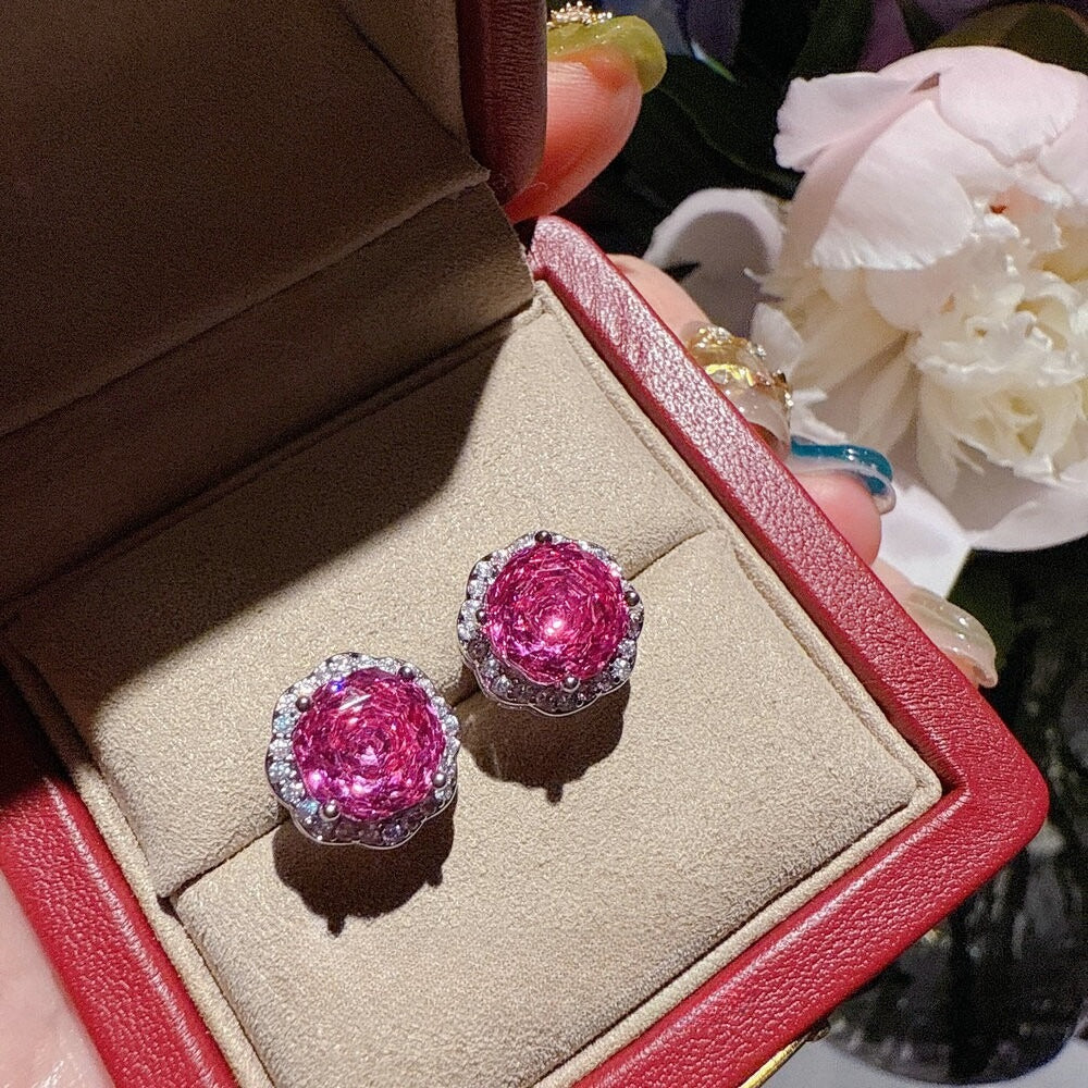Romantic Raspberry Pink Rose Jewelry Set