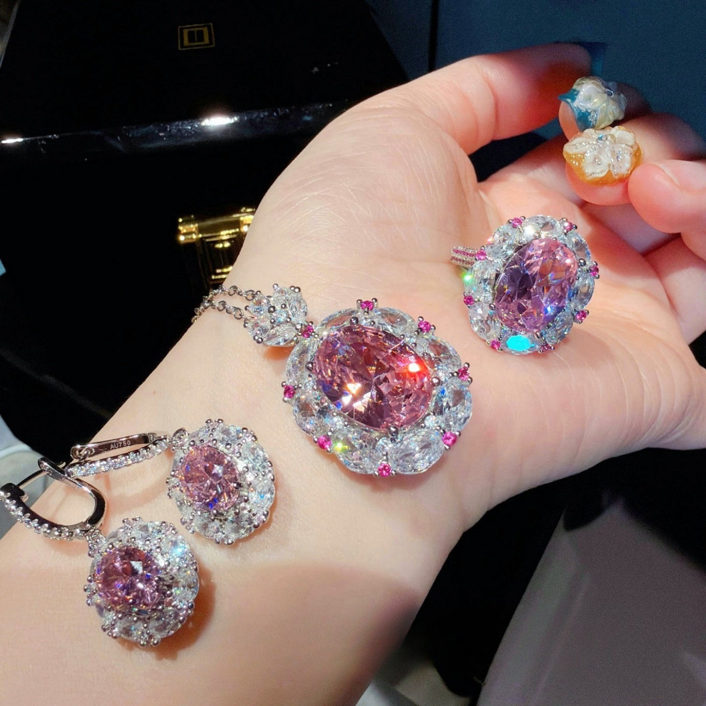 Cherry Blossom Pink Oval Radiance Jewelry Set