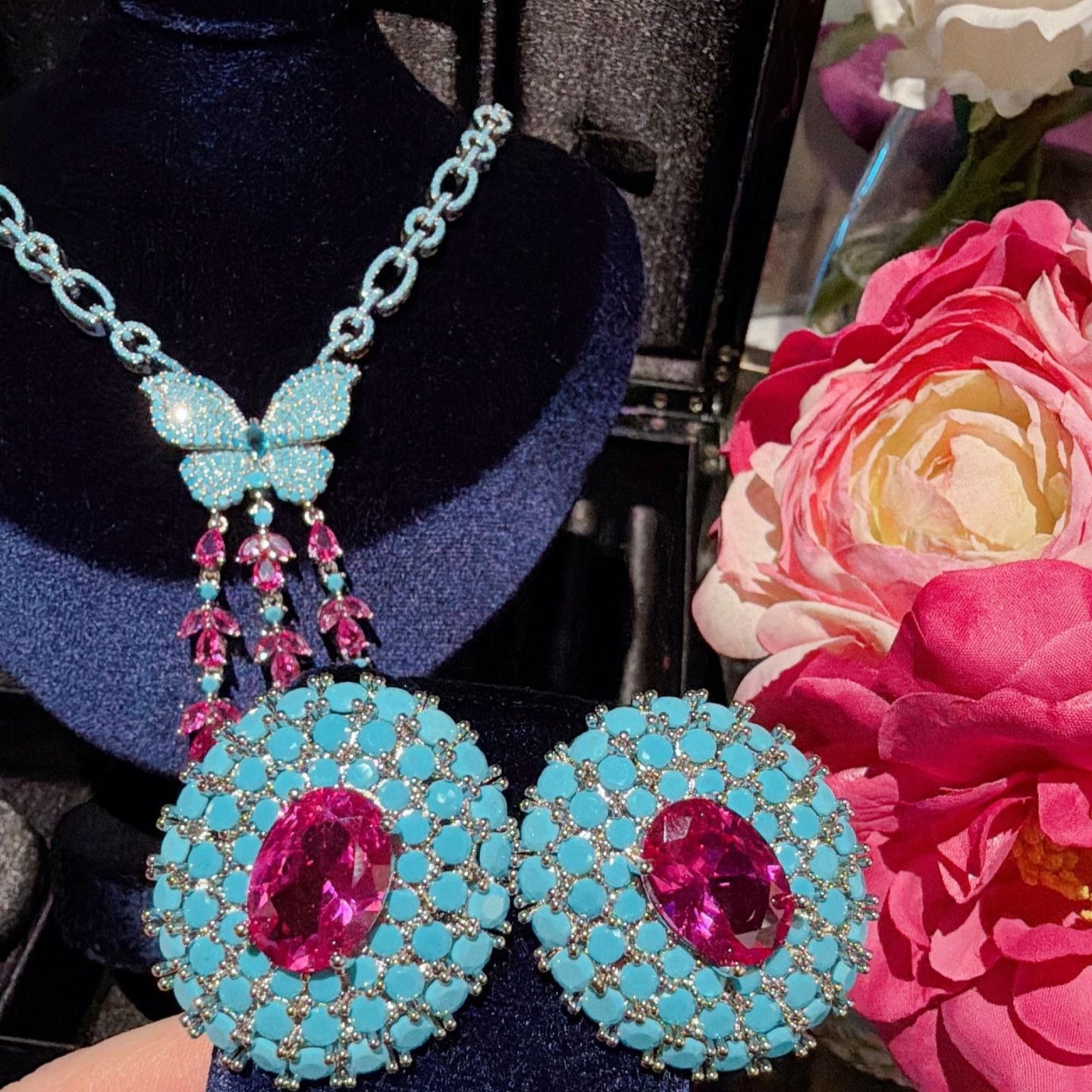 Art Nouveau Era Butterfly Tassel Statement Jewelry