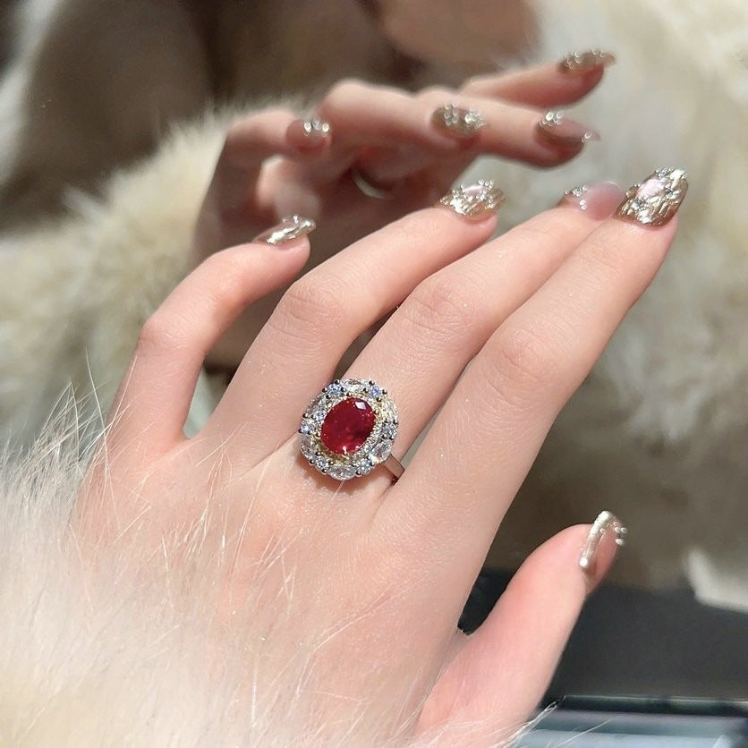 Vintage 18K Gold-Plated Ruby-Tone Jewelry Set