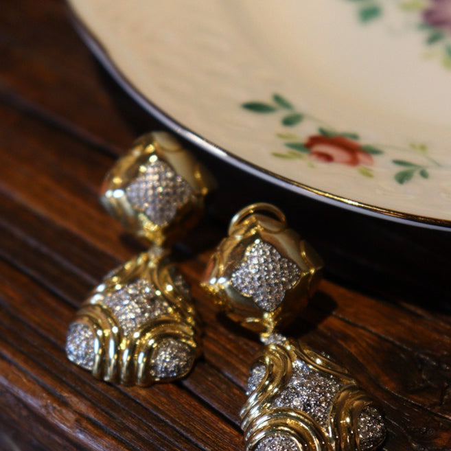 Vintage 1980s Couture Pavé Drop Statement Jewelry Set