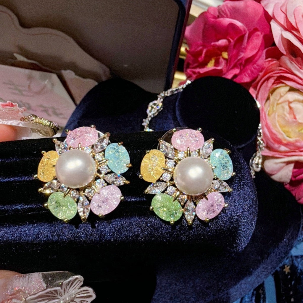 The Glaze Lock Essentials|Neon Pavé Multi-Color Modern Earrings Collection