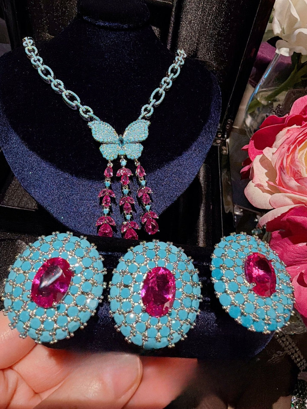 Art Nouveau Era Butterfly Tassel Statement Jewelry