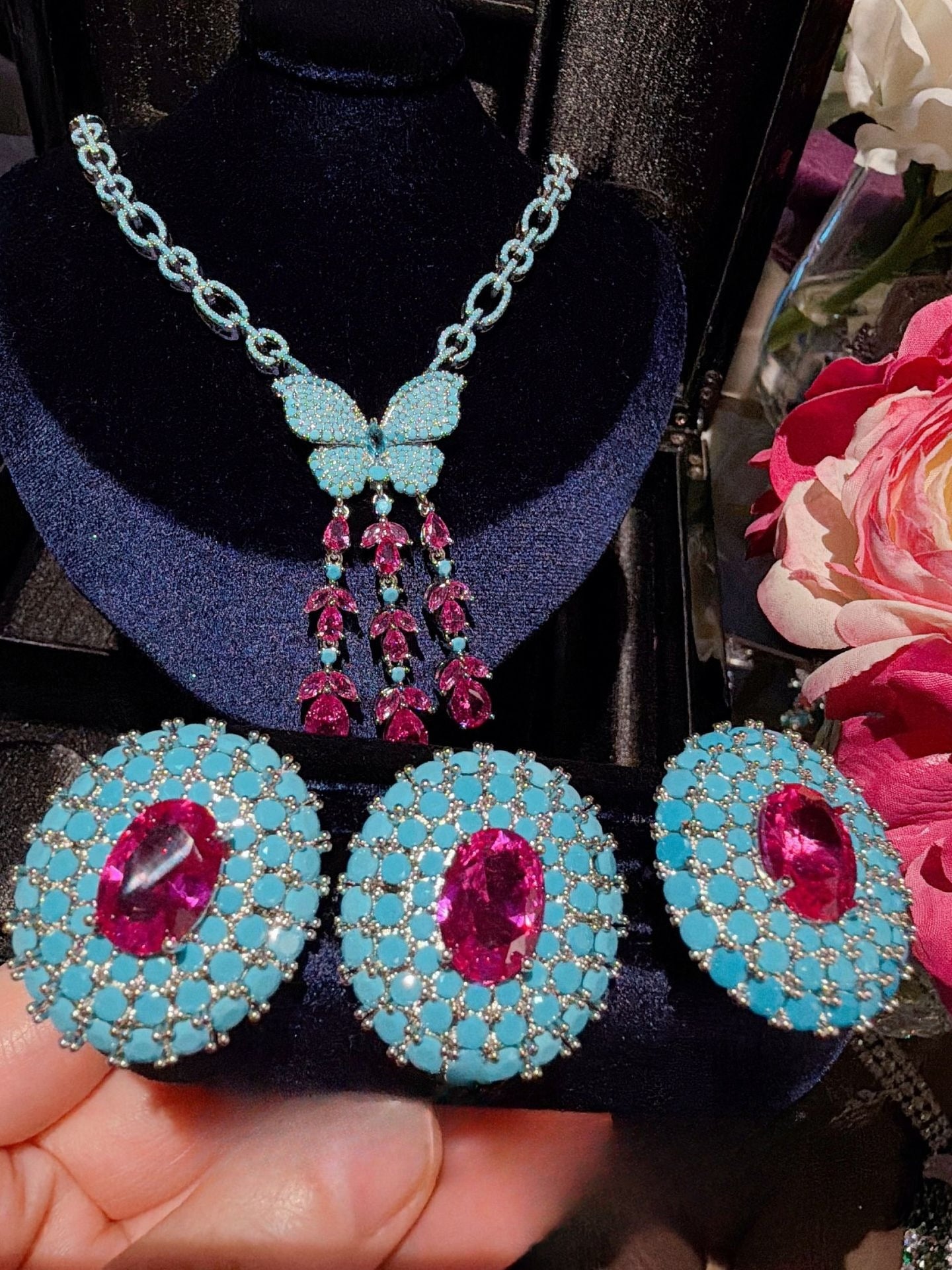 Art Nouveau Era Butterfly Tassel Statement Jewelry