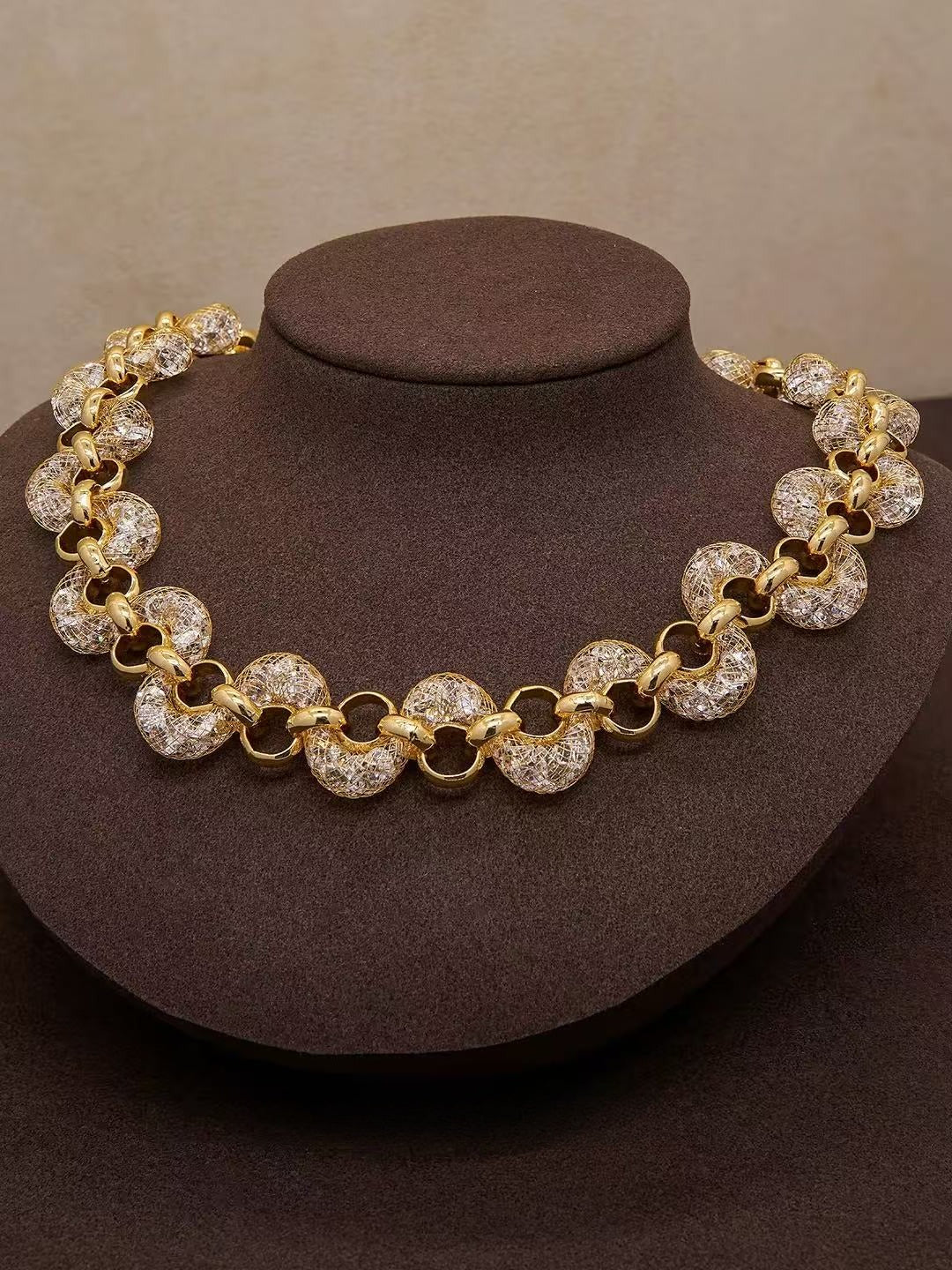 Gilded Hourglass Mesh Set|Floating Diamond-Encrusted Luxury Jewelry