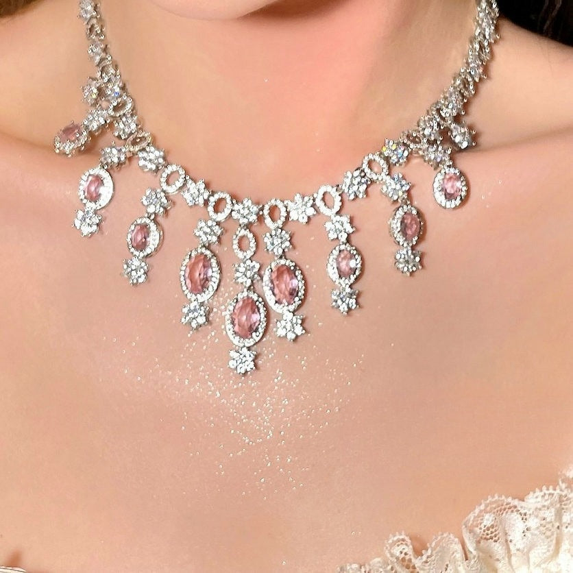 Statement Teardrop Star Necklace & Earrings Set for Weddings Events