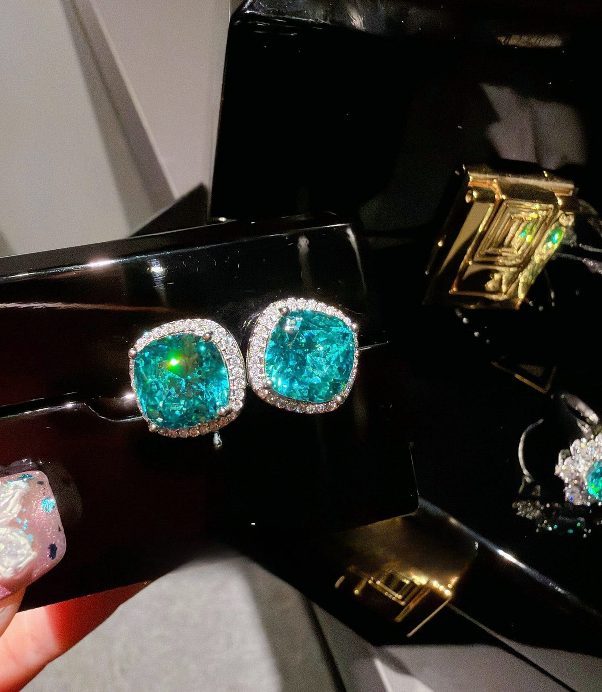 Paraiba Blue-Green Floral Jewelry Set