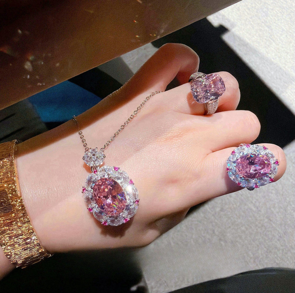 Cherry Blossom Pink Oval Radiance Jewelry Set