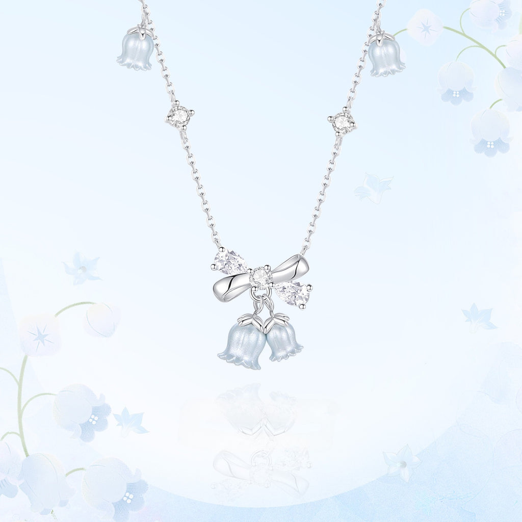 925 Sterling Silver Lily of the Valley Necklace & Earrings Set