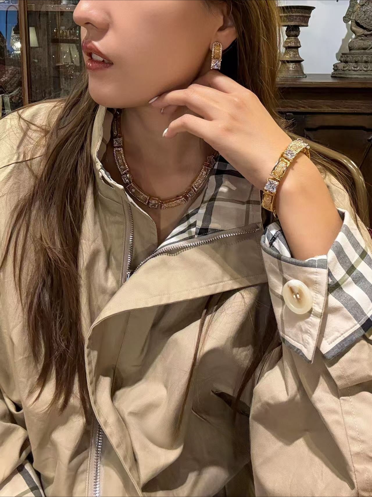 Modernist Lattice Jewelry Suite