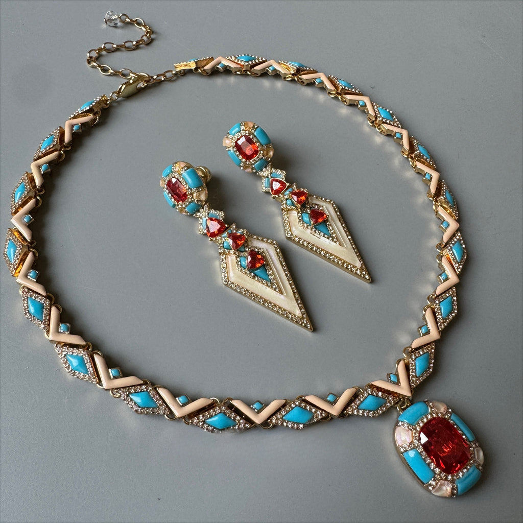 Vintage Royal Art Deco Statement Jewelry Set